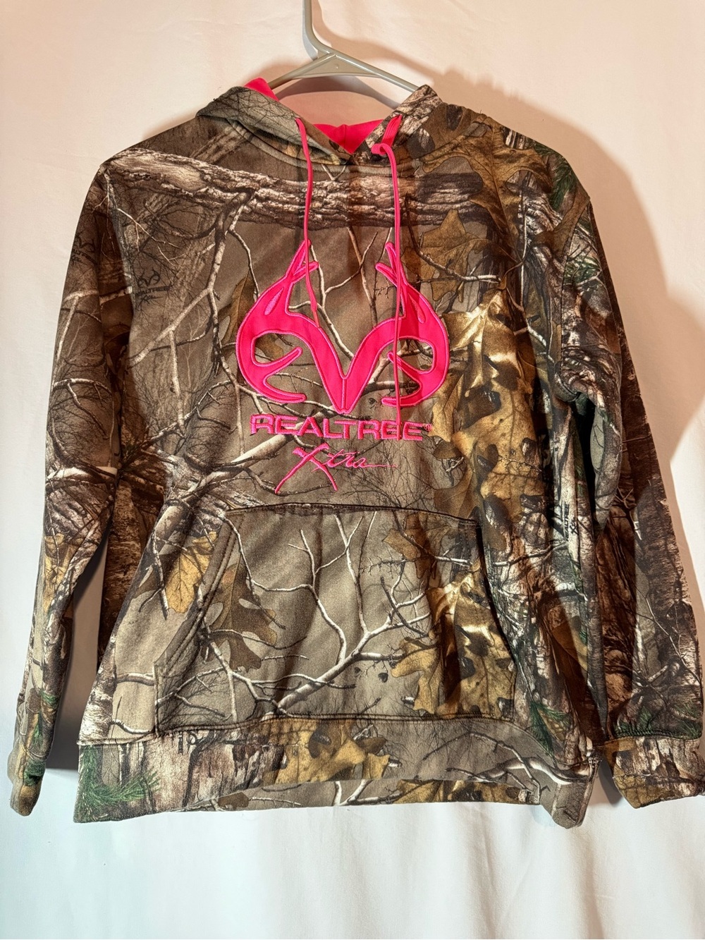 Realtree Xtra Camo Hoodie Pink Logo Hunting Pullover Camouflage Women’s